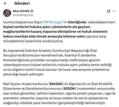 Trafik kazası mağdurlarının kişisel verilerini kullanan 825 kişi hakkında soruşturma
