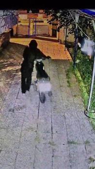 Maskeli hırsızların evin avlusudaki motorsikleti çaldığı anlar kamerada
