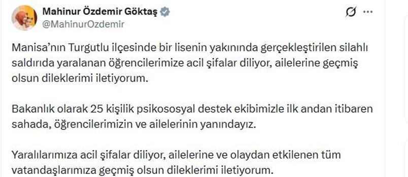 Bakan Göktaş: 25 kişilik psikososyal destek ekibimizle öğrencilerimizin ve ailelerinin yanındayız
