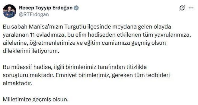 Cumhurbaşkanı Erdoğan'dan Manisa'daki olaya ilişkin açıklama