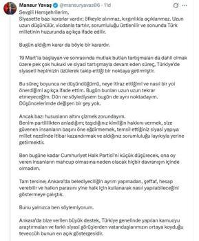 Mansur Yavaş, CHP'den istifa etti