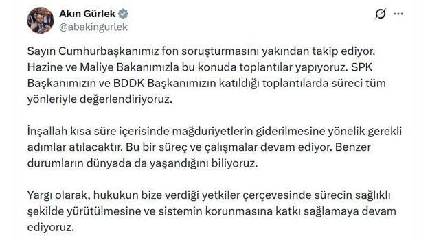 Bakan Gürlek'ten 'fon soruşturması' açıklaması
