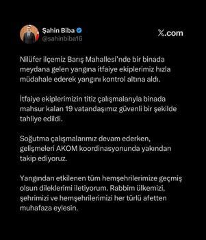 Bursa’da apartman dairesinde çıkan yangın söndürüldü: 19 kişi hastaneye kaldırıldı (2)