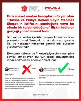 DMM: Bakan Şimşek’in istifasını sunduğuna ilişkin iddialar gerçeği yansıtmamaktadır