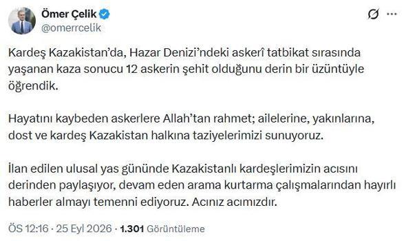 AK Parti'li Çelik'ten, Kazakistan'a taziye mesajı