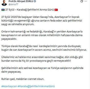 AK Parti'li Zorlu, 2'nci Karabağ Savaşı şehitlerini andı