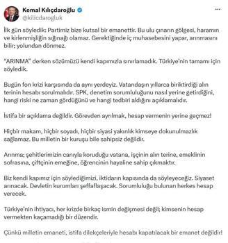 Kılıçdaroğlu: Vatandaşın yıllarca biriktirdiği alın terinin hesabı sorulmalı