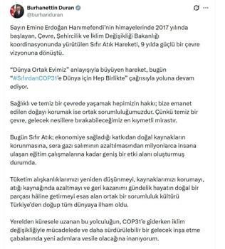 İletişim Başkanı Duran'dan 'Sıfır Atık' paylaşımı