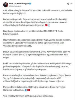 Haluk Görgün'den 'Deniz Kuvvetleri Günü' mesajı