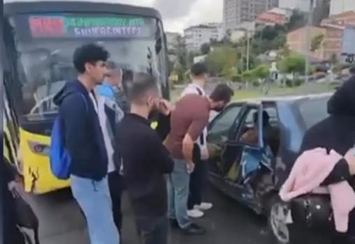 Başakşehir’de İETT otobüsü ile otomobil çarpıştı: 3 yaralı