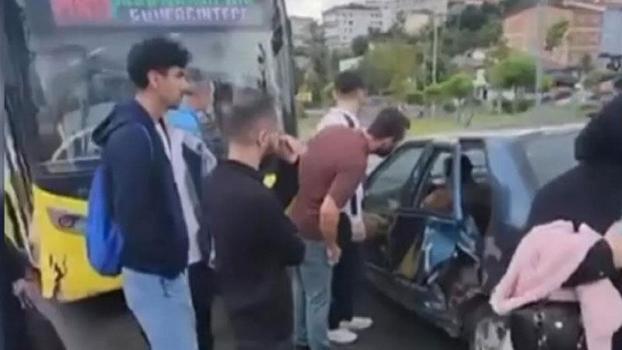 Başakşehir’de İETT otobüsü ile otomobil çarpıştı: 3 yaralı