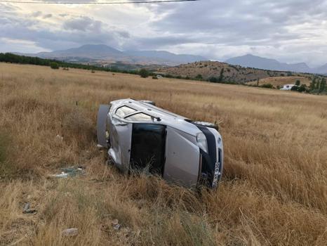 Malatya'da otomobil şarampole devrildi;2 yaralı