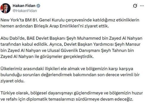 Bakan Fidan, Birleşik Arap Emirlikleri'nde (2)