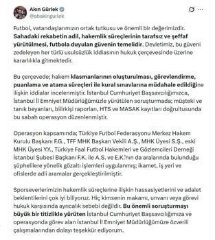 Bakan Gürlek'ten 'hakem' soruşturmasına ilişkin açıklama