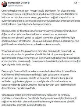 İletişim Başkanı Duran: Esas olan vatandaşlarımızın hakkının korunmasıdır