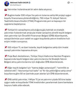 Bakan Kacır: Sanayicilerimize yatırım kredisine hızlı erişim imkanı sunuyoruz