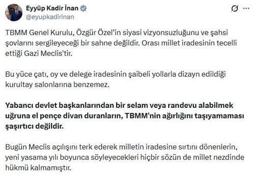 AK Parti'li İnan: Milletin iradesine sırtını dönenlerin, millet nezdinde hükmü kalmamıştır