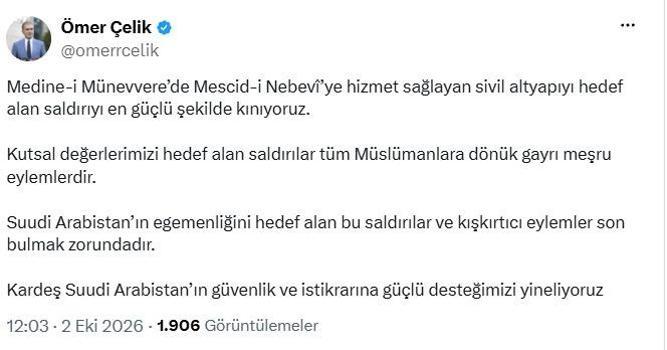 AK Parti'li Çelik, Suudi Arabistan'daki saldırıyı kınadı