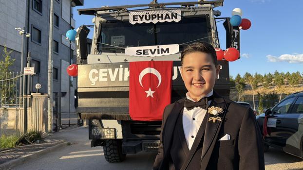 Şehit çocuğu Eyüphan’a TOMA’lı düğün konvoyu