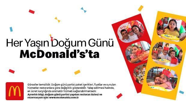McDonald’s’tan çocuk ve yetişkinlere doğum günü paketi