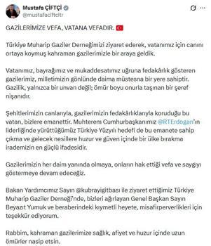 Bakan Çiftçi, Türkiye Muharip Gaziler Derneği'ni ziyaret etti