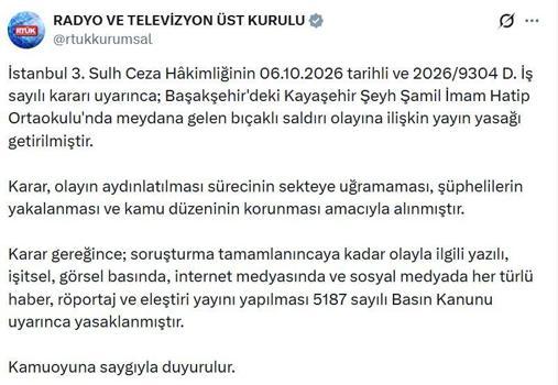 Başakşehir'deki bıçaklı saldırıya ilişkin yayın yasağı kararı