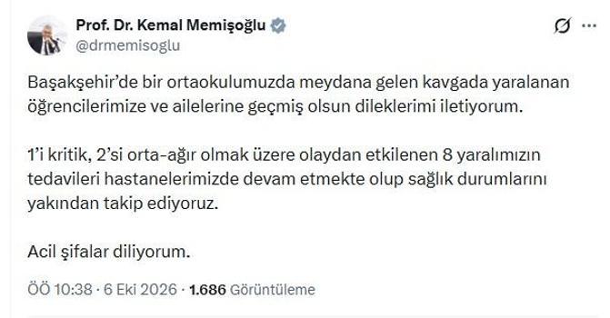 Bakan Memişoğlu'ndan, Başakşehir'deki olayda yaralanan 8 kişinin durumuna ilişkin açıklama