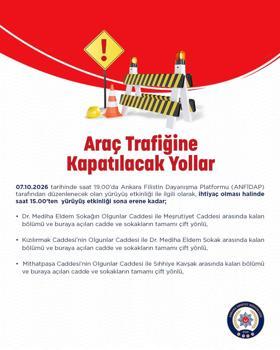 Ankara'da yarın bazı yollar araç trafiğine kapatılacak