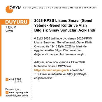 2026-KPSS Lisans sonuçları açıklandı
