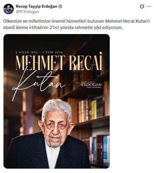 Cumhurbaşkanı Erdoğan, Recai Kutan'ı andı