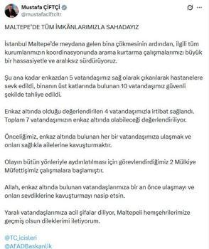 Bakan Çiftçi'den Maltepe'de çöken bina ile ilgili açıklama