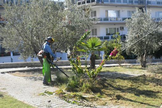 Kuşadası'nda park ve yeşil alanlarda bakım çalışması