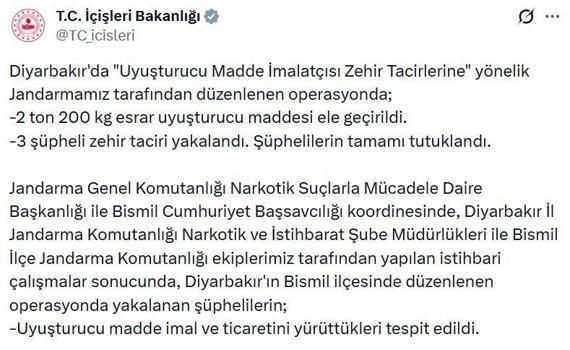 Diyarbakır'da 2,2 ton esrar ele geçirildi: 3 tutuklama