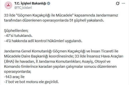 33 ilde göçmen kaçakçılığı operasyonu: 47 tutuklama