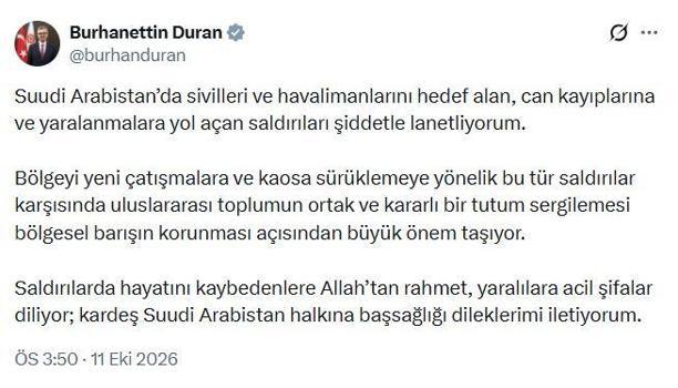 İletişim Başkanı Duran: Suudi Arabistan'da sivilleri hedef alan saldırıları lanetliyorum