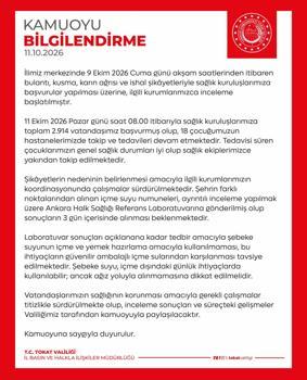 Tokat'ta şebeke suyu uyarısı; 2 bin 914 kişi hastaneye başvurdu