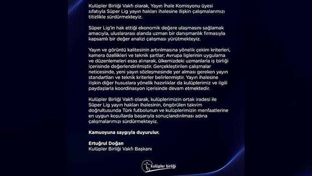 Kulüpler Birliği’nden yayın ihalesiyle ilgili açıklama