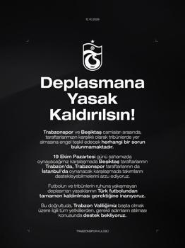 Trabzonspor'dan deplasman yasağının kaldırılması çağrısı