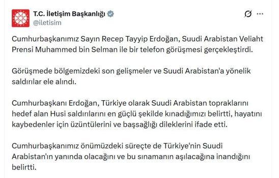 Cumhurbaşkanı Erdoğan, Suudi Arabistan Veliaht Prensi bin Selman ile görüştü