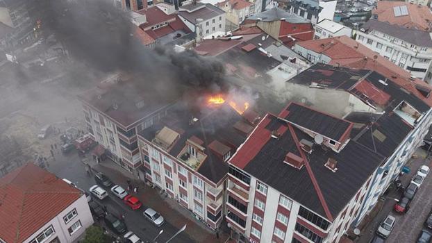 Arnavutköy'de 5 katlı binada yangın