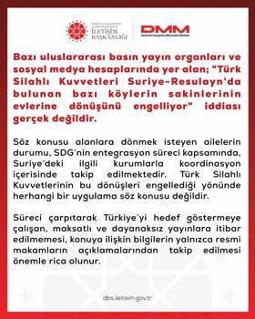 DMM'den TSK'nın Resulayn'da dönüşleri engellediği iddiasına yalanlama