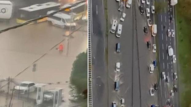 İstanbul'da sağanak etkili oluyor; yollar göle döndü