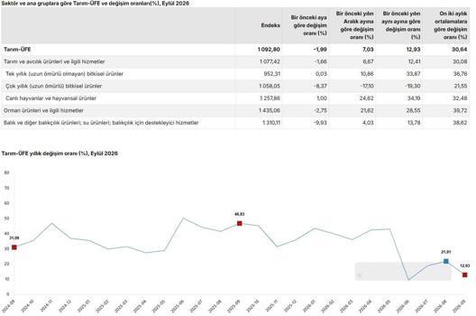 TÜİK: Tarım ürünleri üretici fiyatları aylık yüzde 1,99 azaldı
