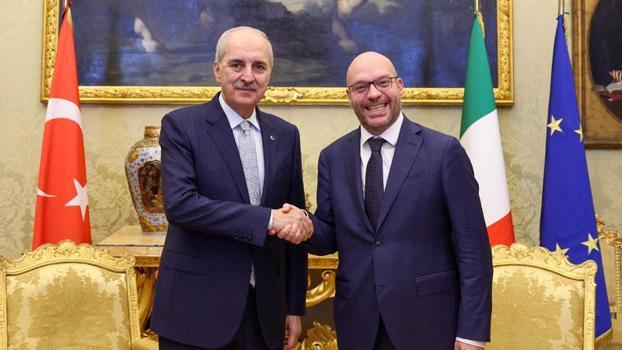 TBMM Başkanı Kurtulmuş, İtalya Temsilciler Meclisi Başkanı Fontana ile bir araya geldi