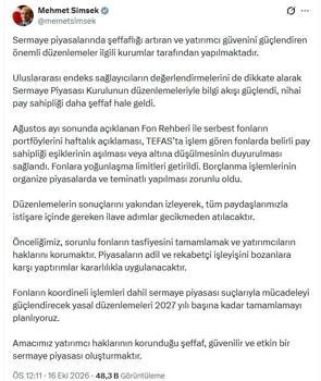 Bakan Şimşek: Piyasaların işleyişini bozanlara yaptırımlar kararlılıkla uygulanacaktır