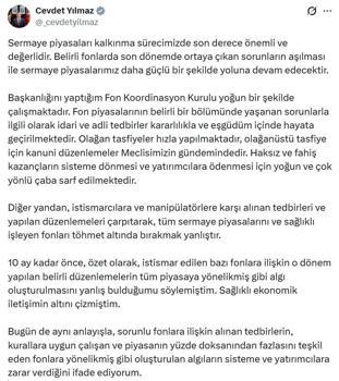 Cumhurbaşkanı Yardımcısı Yılmaz: Olağan tasfiyeler hızla yapılmaktadır