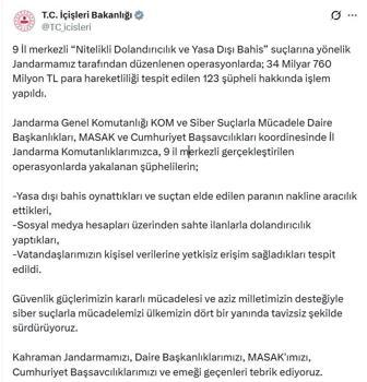 9 ilde 'nitelikli dolandırıcılık' ve 'yasa dışı bahis' operasyonu