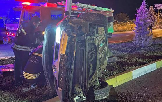 Gaziantep’te devrilen otomobilin sürücüsü öldü