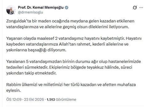 Bakan Memişoğlu'ndan Zonguldak'taki maden kazasına ilişkin açıklama