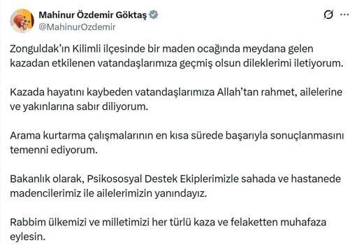 Göktaş: Psikososyal destek ekiplerimizle madencilerimiz ve ailelerimizin yanındayız
